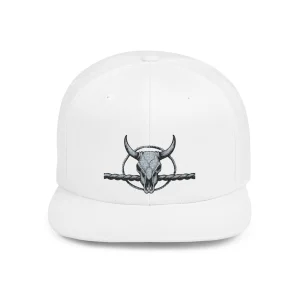 Skull & Barbed Wire Flat Bill Snapback Hat