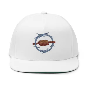 Embroidered Barbed Wire Knot Flat Bill Cap — Western Vintage Rope Logo Snapback