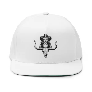 Mandala Elephant Embroidery Flat Bill Cap | Boho Tribal Animal Snapback