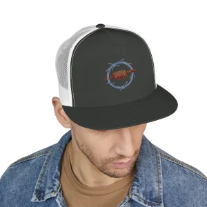 Embroidered Fish Hook Trucker Cap