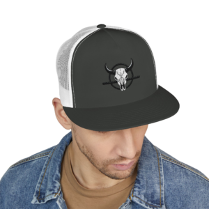 Embroidered Bull Skull Trucker Cap — Western Mesh Snapback Hat